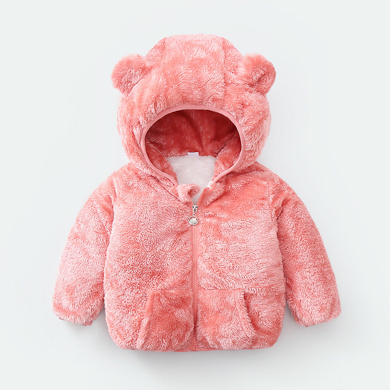 Wholesale Autumn and Winter Coral Plush Thickened Polyester Baby Clothes